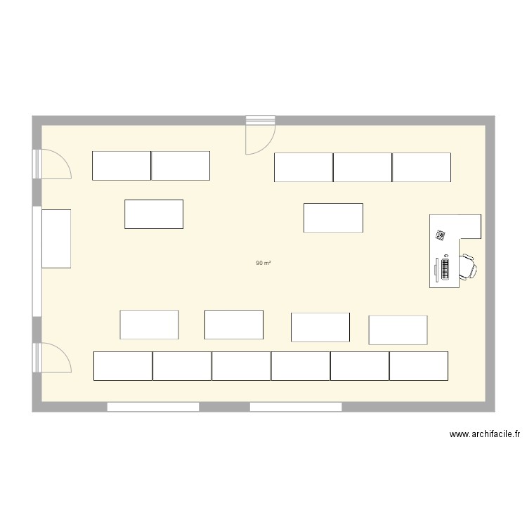 Plan de la salle de technologie . Plan de 1 pièce et 90 m2