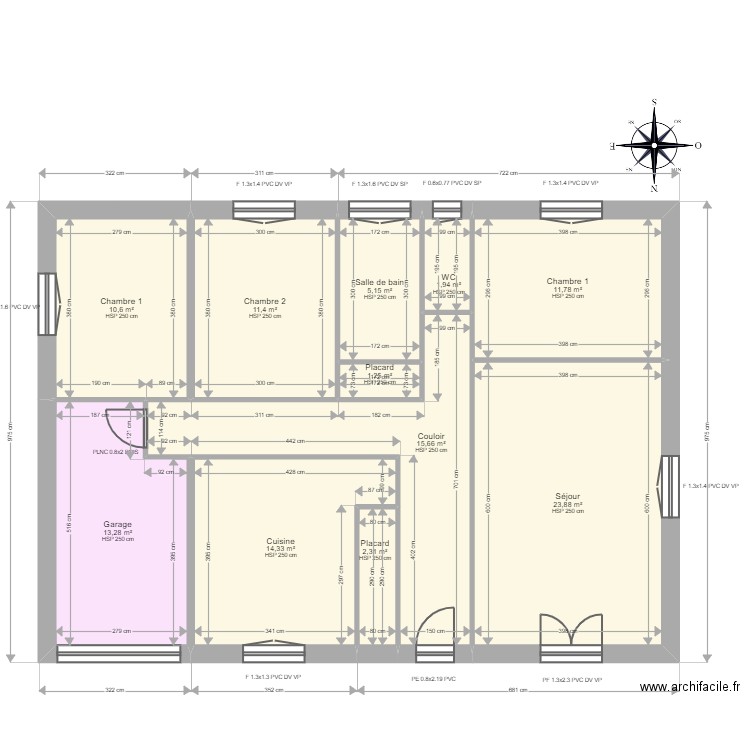 COULOMB. Plan de 11 pièces et 112 m2