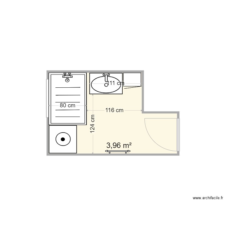 SDB SAEZ. Plan de 1 pièce et 4 m2