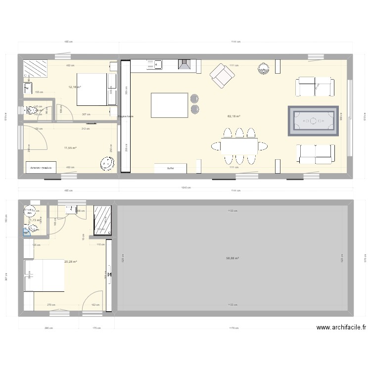 Chambre Atelier V4. Plan de 7 pièces et 168 m2