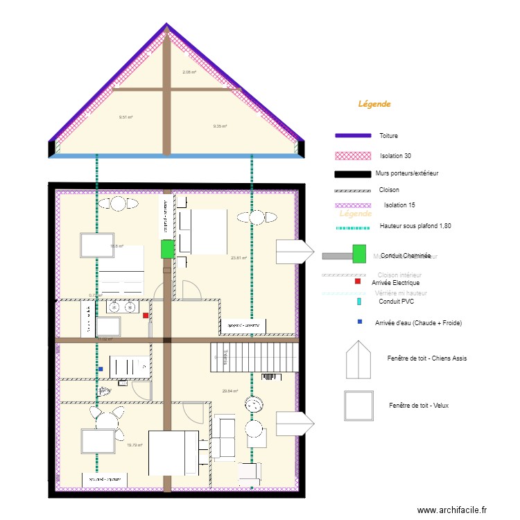 PLAN MERILLOT PROJET. Plan de 18 pièces et 232 m2