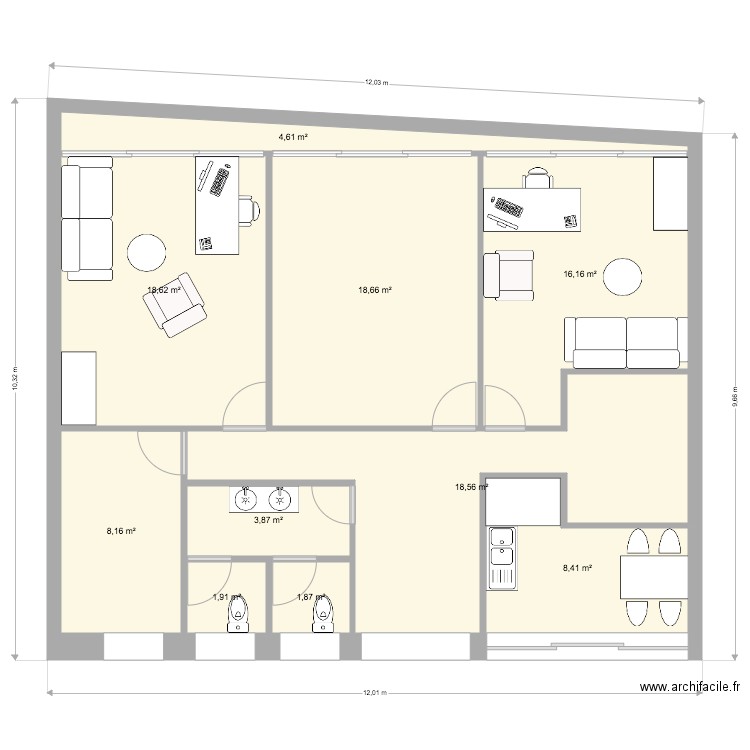 BUREAU MOUSS2. Plan de 16 pièces et 199 m2