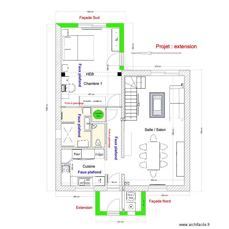 Rt Kerné3. Plan de 3 pièces et 7 m2