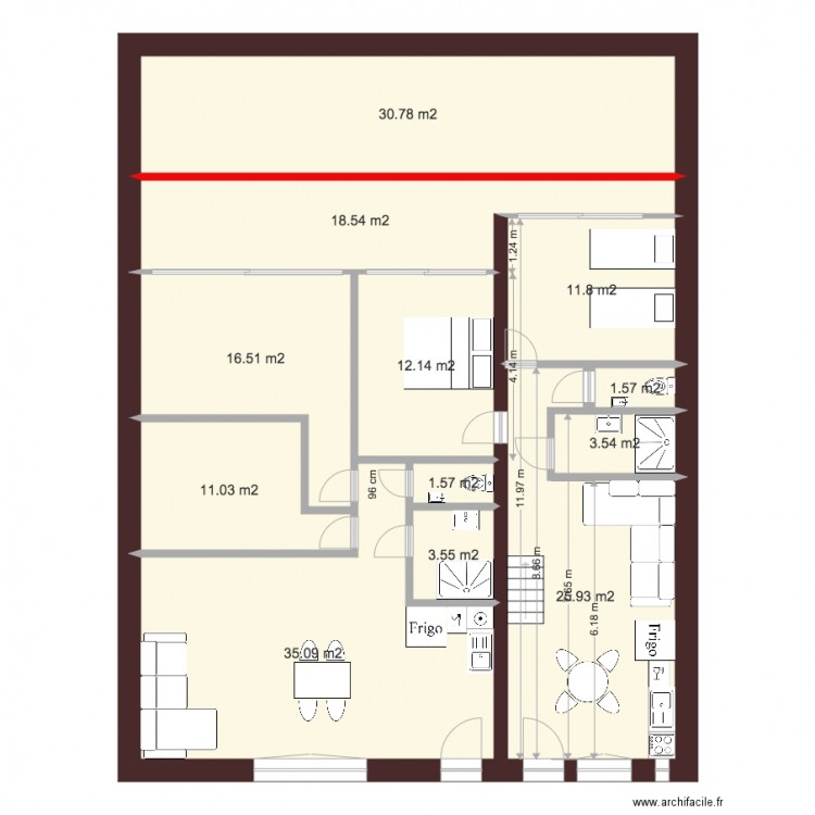 162 bat cour haut complet v grde chbre appart droite. Plan de 0 pièce et 0 m2