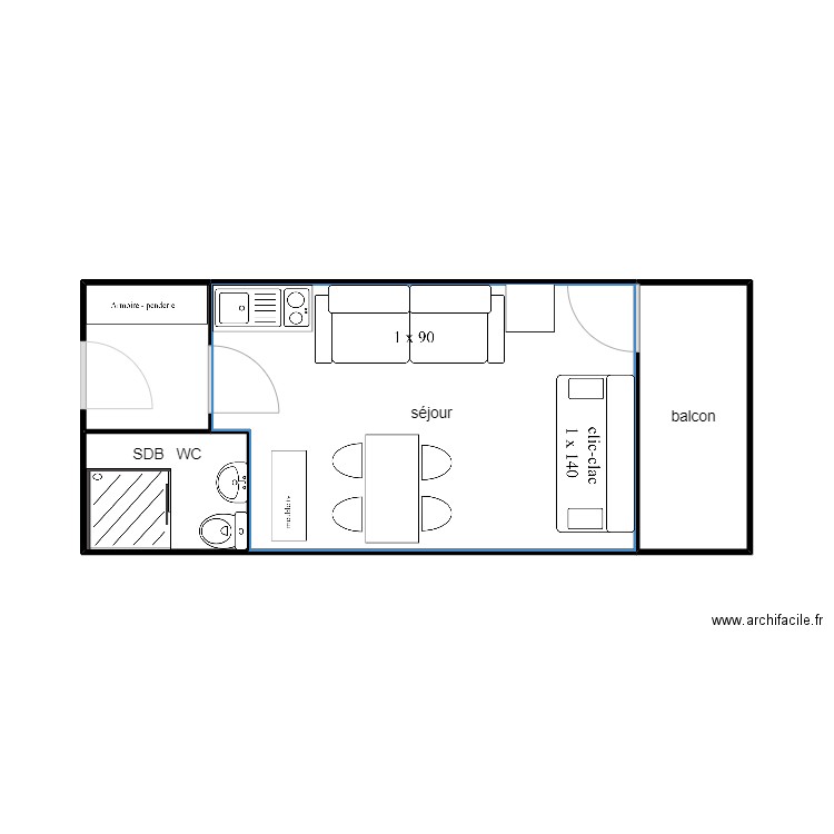 village 215. Plan de 4 pièces et 25 m2