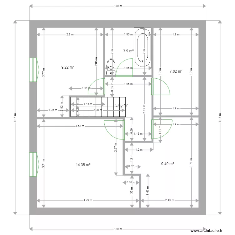 Boulbes etage. Plan de 