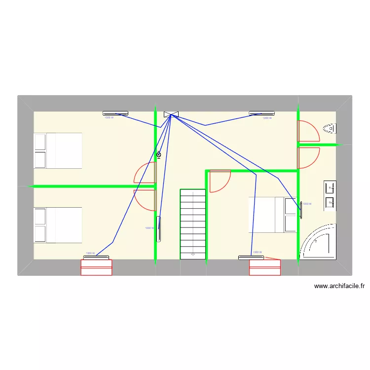 LEPAUVRE Pierre Maison Parigné Chauffage 1er étage. Plan de LEPAUVRE Pierre Maison Parigné Chauffage 1er étage. Plan de
