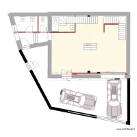 Plan RDC avec porte coulissante interne + esclalier &agrave; droite
