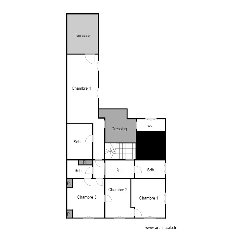 BOULAIN X. Plan de 14 pièces et 61 m2
