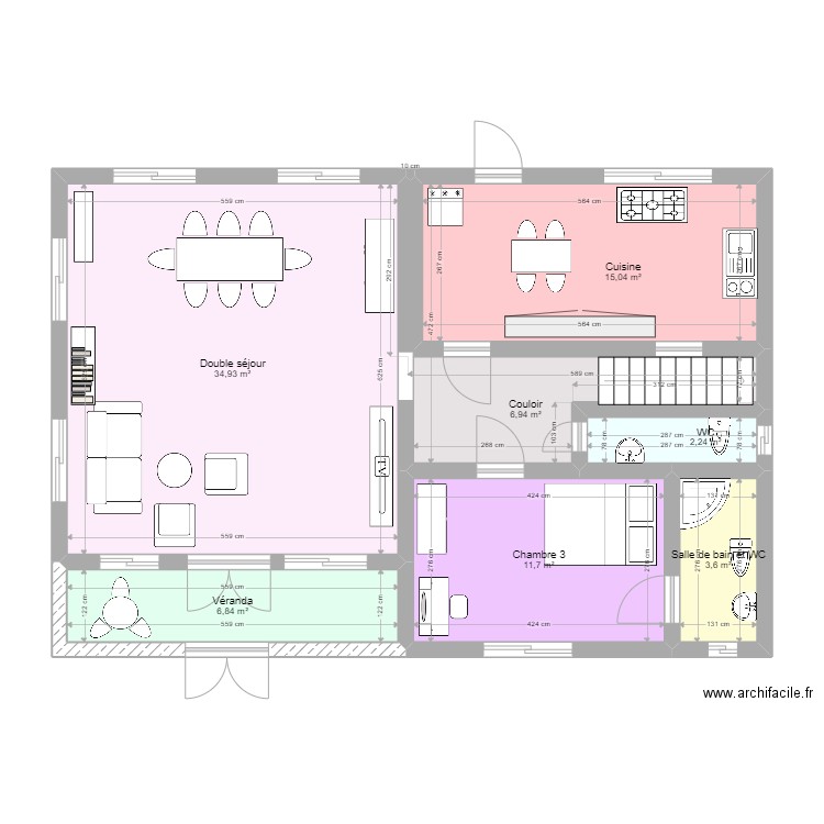 Jumelé Maison 2. Plan de 7 pièces et 81 m2
