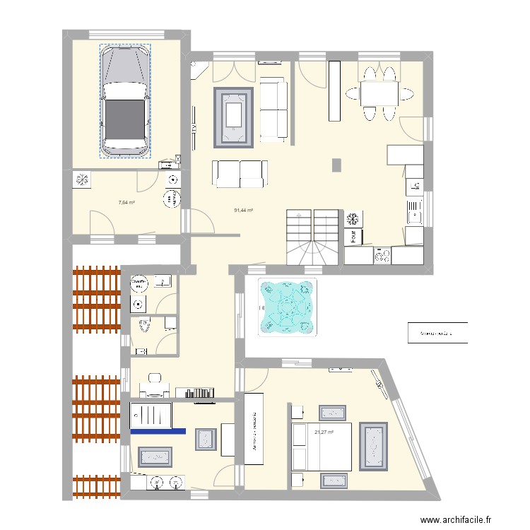 JONQUERETTES 3. Plan de 3 pièces et 120 m2