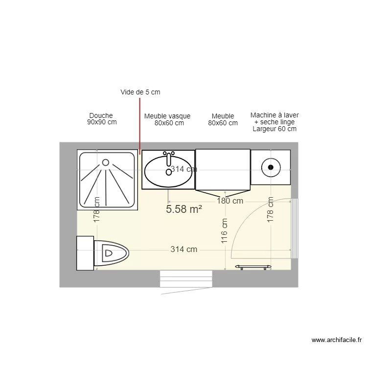 salle de douches rdc. Plan de 