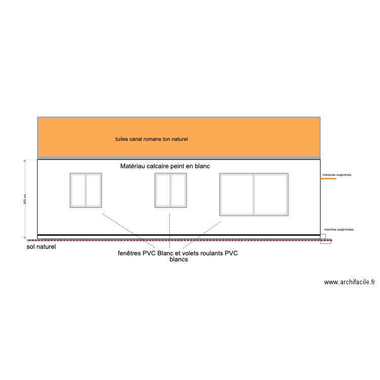 facade sud. Plan de 0 pièce et 0 m2