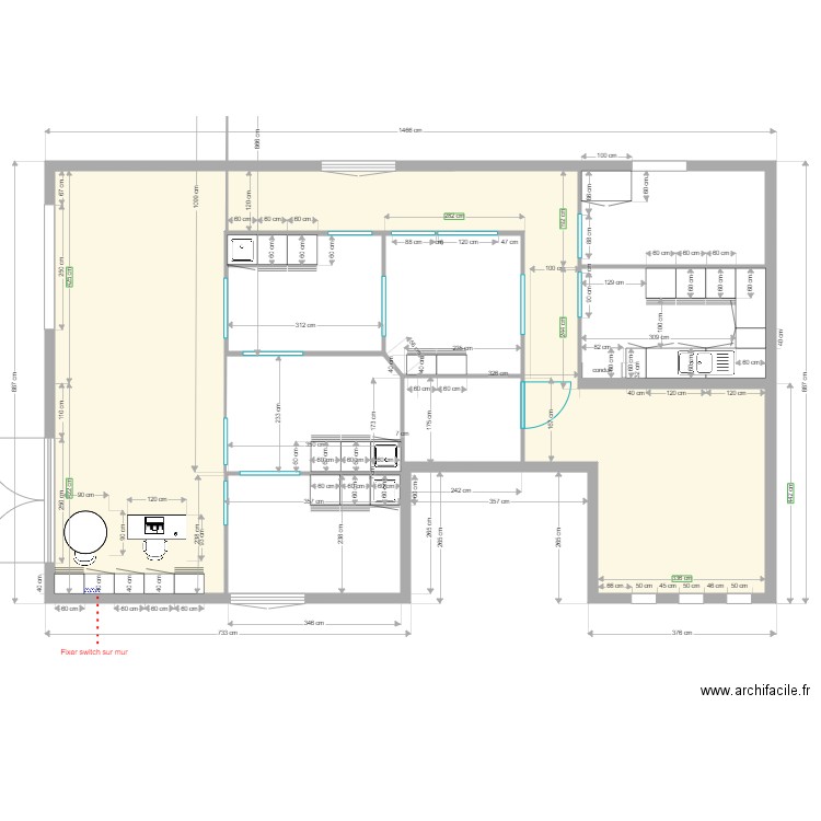 plan meubles. Plan de 5 pièces et 87 m2