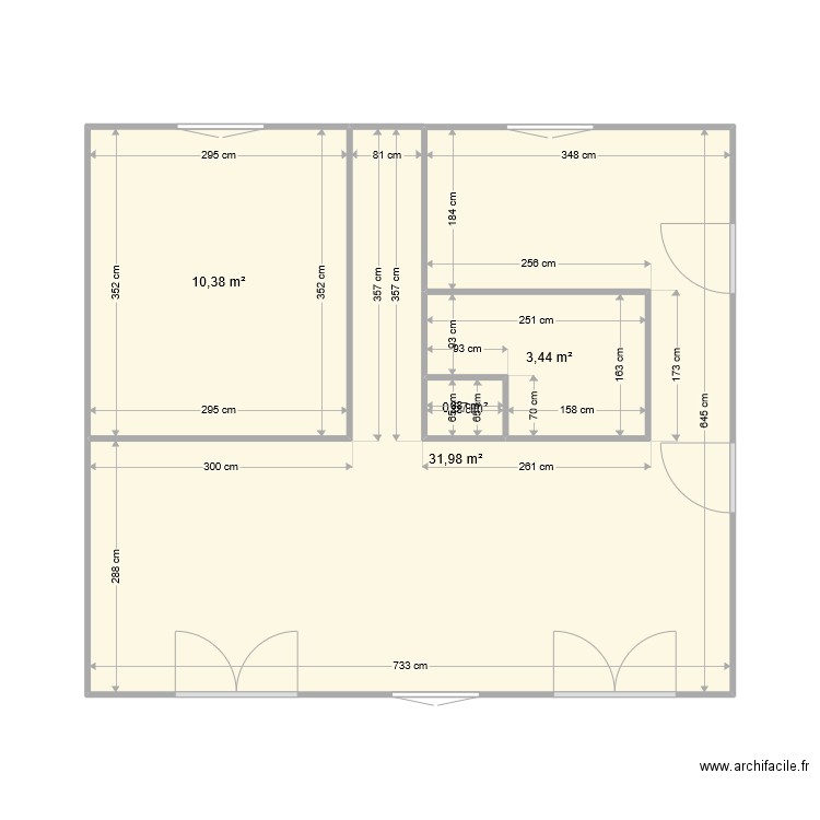 Quentin avant. Plan de 4 pièces et 46 m2