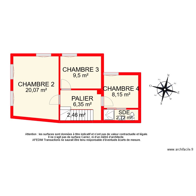 BI 9404 ETAGE 1. Plan de 6 pièces et 49 m2