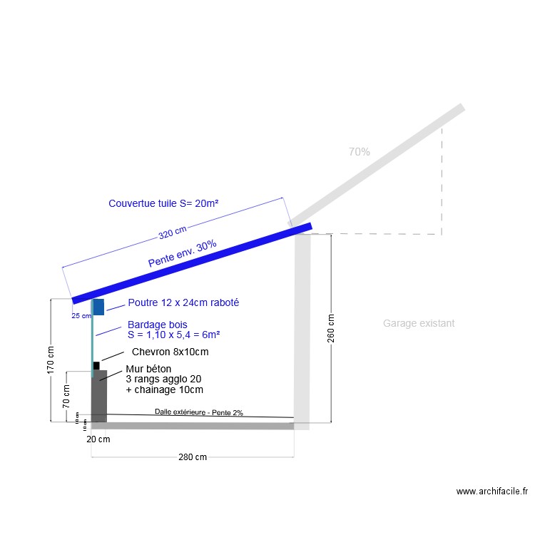 Coupe Bucher. Plan de 0 pièce et 0 m2