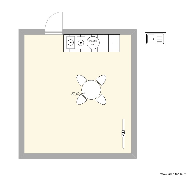 logement 2. Plan de 1 pièce et 27 m2