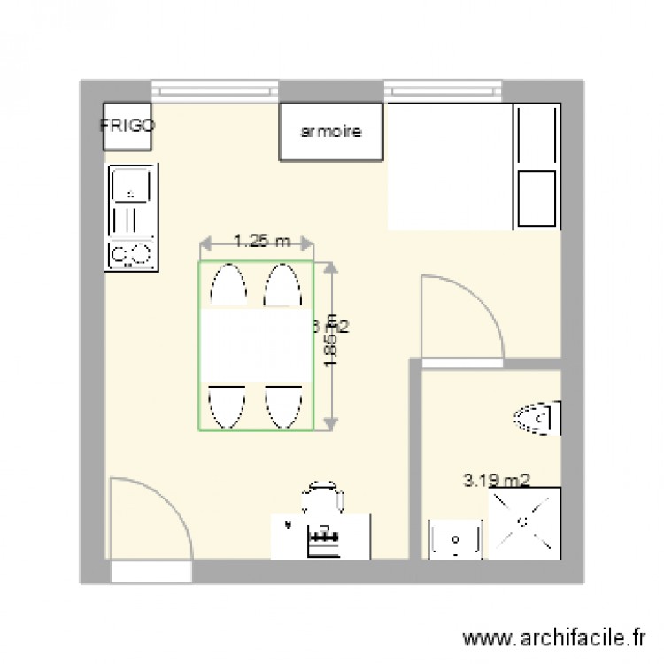 chambre 25m. Plan de 0 pièce et 0 m2