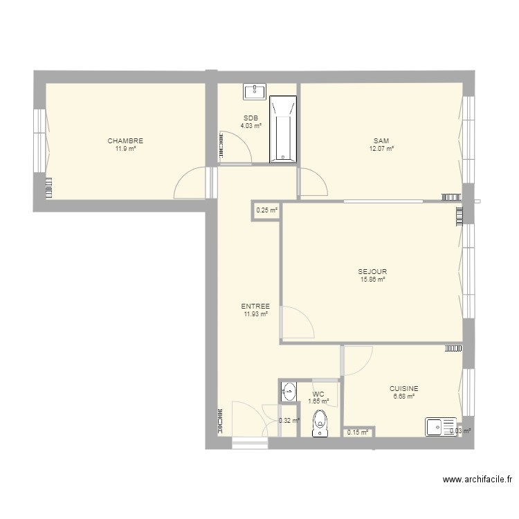 apprt RdC D 1 jules ferry enghien les bains. Plan de 0 pièce et 0 m2