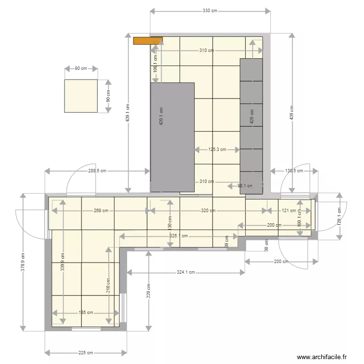 CUISINE 90x90. Plan de 