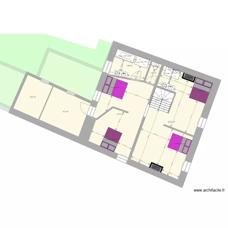 Manu Bouchemaine Apr&egrave;s &eacute;co + portes roulantes. Plan de 