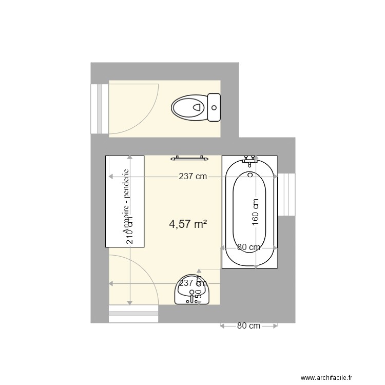 CROQUIS SDB RUFER. Plan de 0 pièce et 0 m2