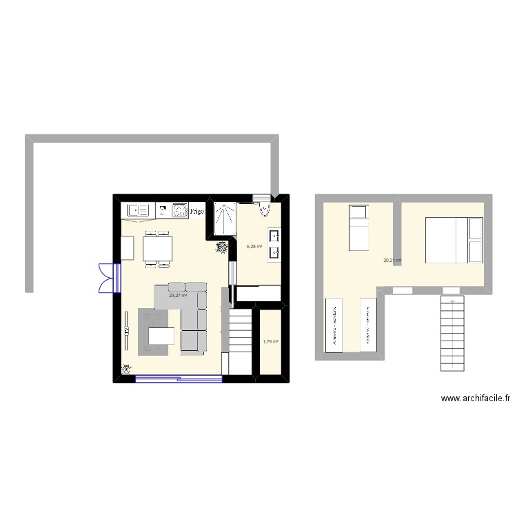 plaaaangarage. Plan de 4 pièces et 52 m2