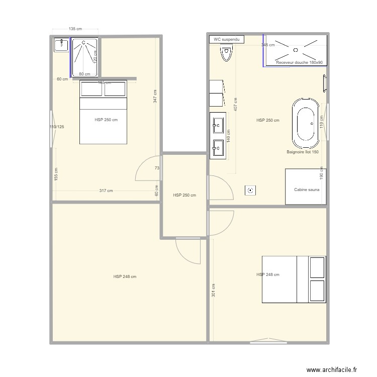 bouvet st hilaire. Plan de 5 pièces et 66 m2