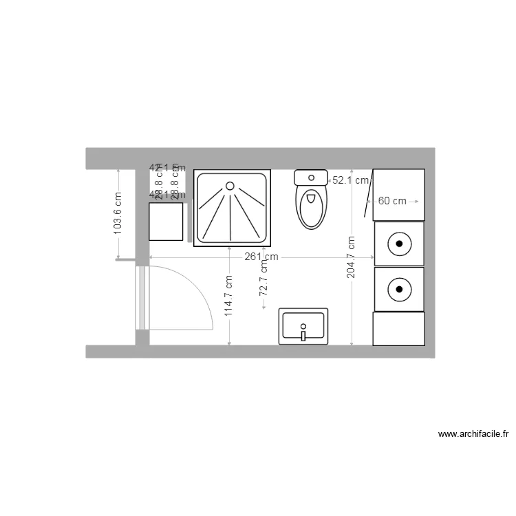 salle de bain combles. Plan de 