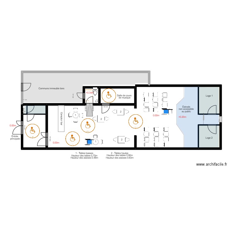 Club 27 accessibilité. Plan de 8 pièces et 147 m2