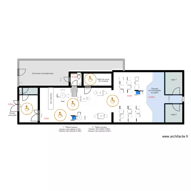 Club 27 accessibilit&eacute;. Plan de 