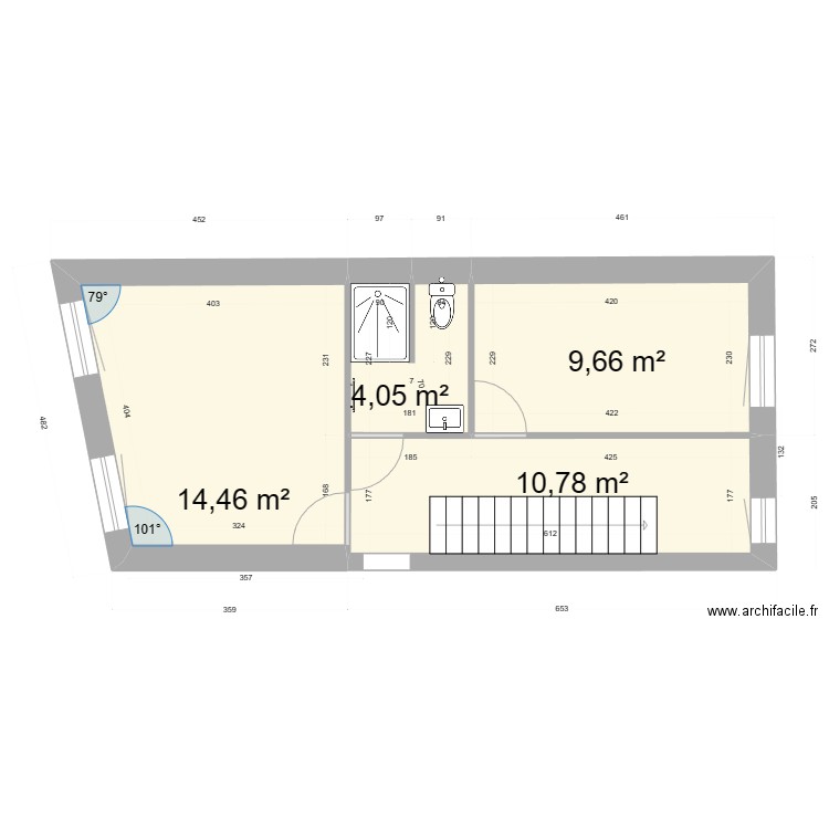 Plan de Vimy Etage. Plan de 4 pièces et 39 m2