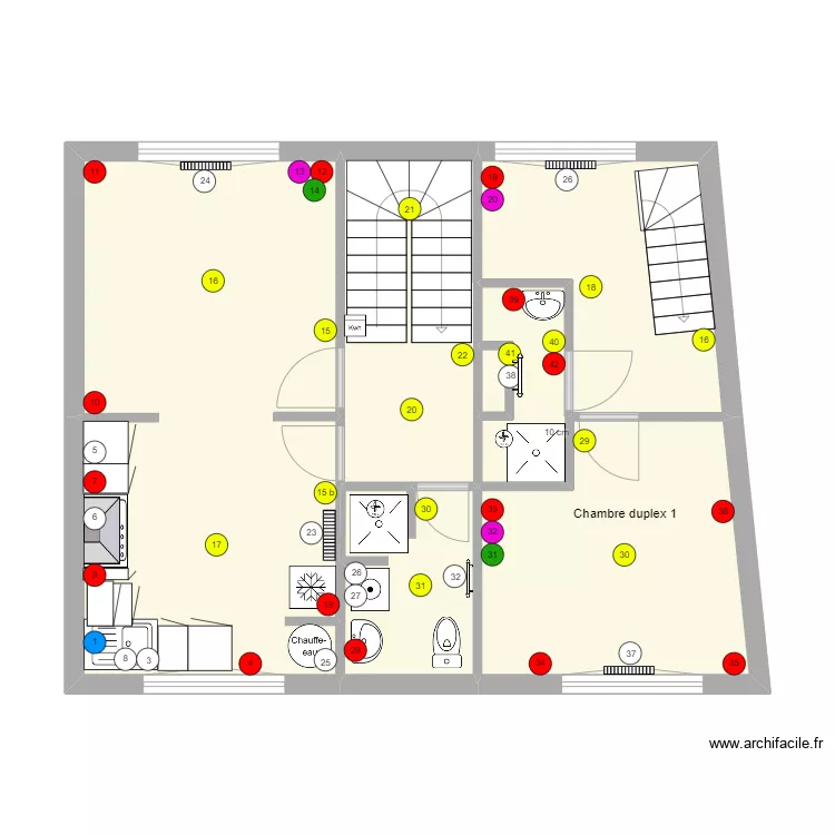 Electricité duplex étage. Plan de Electricité duplex étage. Plan de