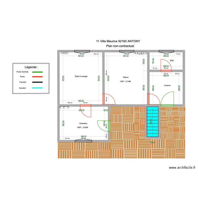 BOUCHET. Plan de 7 pièces et 58 m2