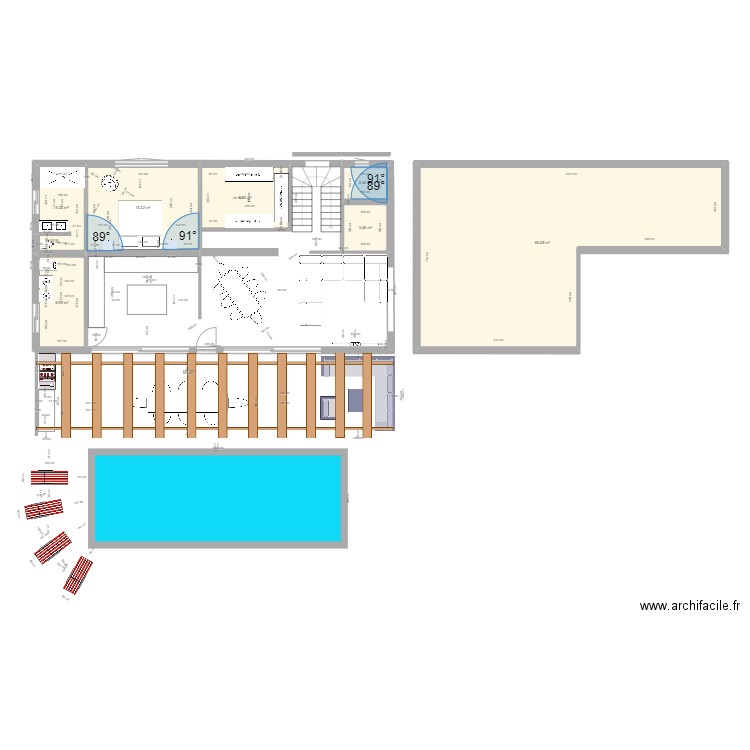 RDC PROJET. Plan de 7 pièces et 110 m2