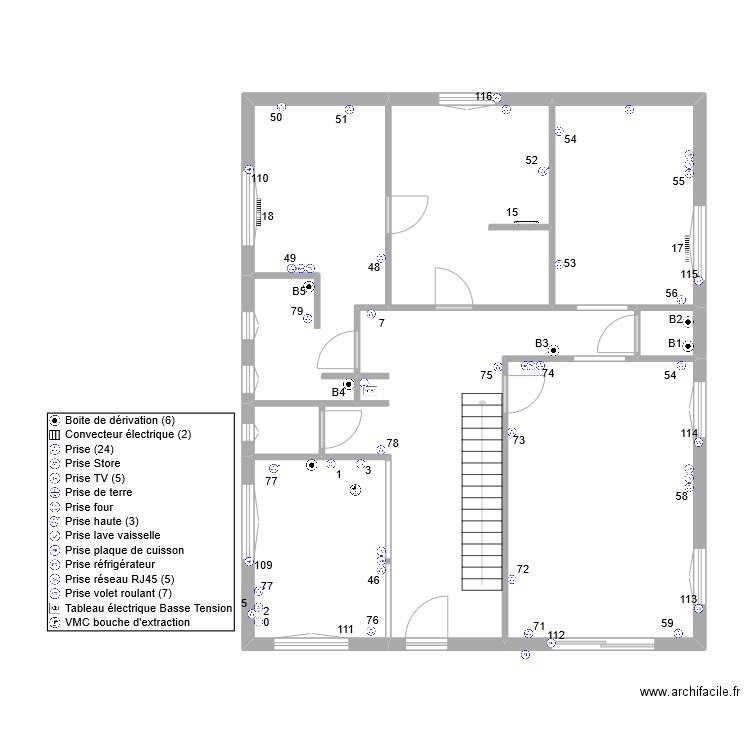 jerome prise de courant RdC. Plan de 8 pièces et 102 m2