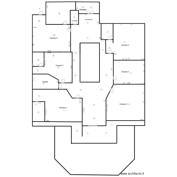 Plan R+1 Villa Mahmoud. Plan de 2 pièces et 501 m2