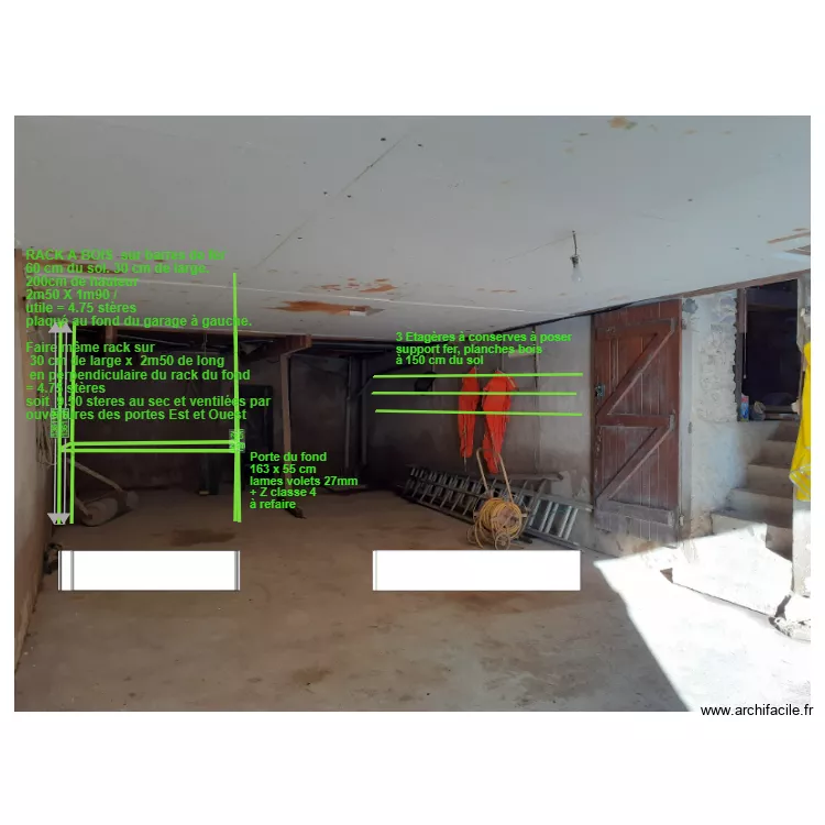 garage rack et &eacute;tageres. Plan de 