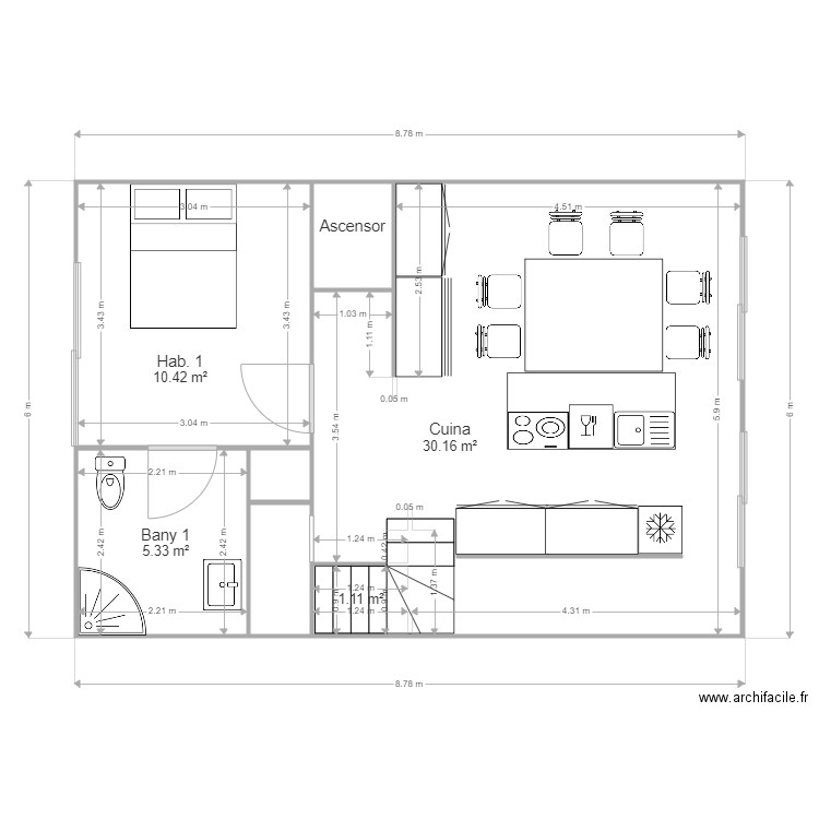 Planta 0 Modificada v3. Plan de 7 pièces et 50 m2