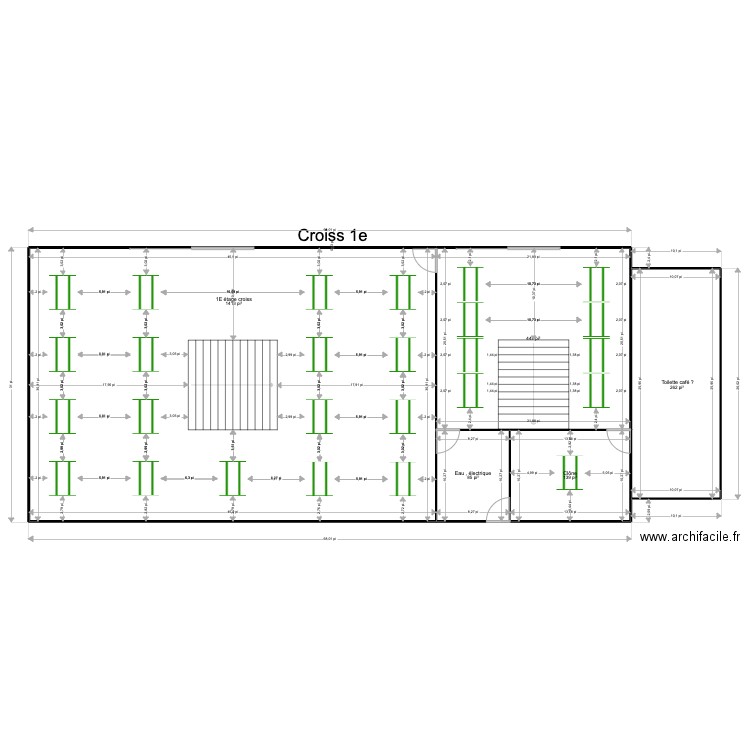 1E Étage. Plan de 5 pièces et 218 m2