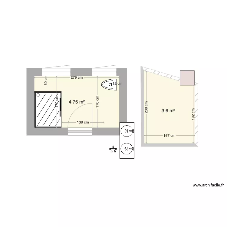 Salle de bain id&eacute;al 6. Plan de 