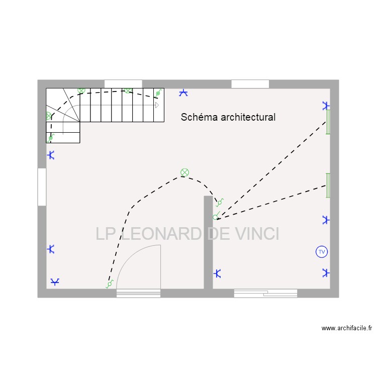 Schéma1. Plan de 1 pièce et 32 m2