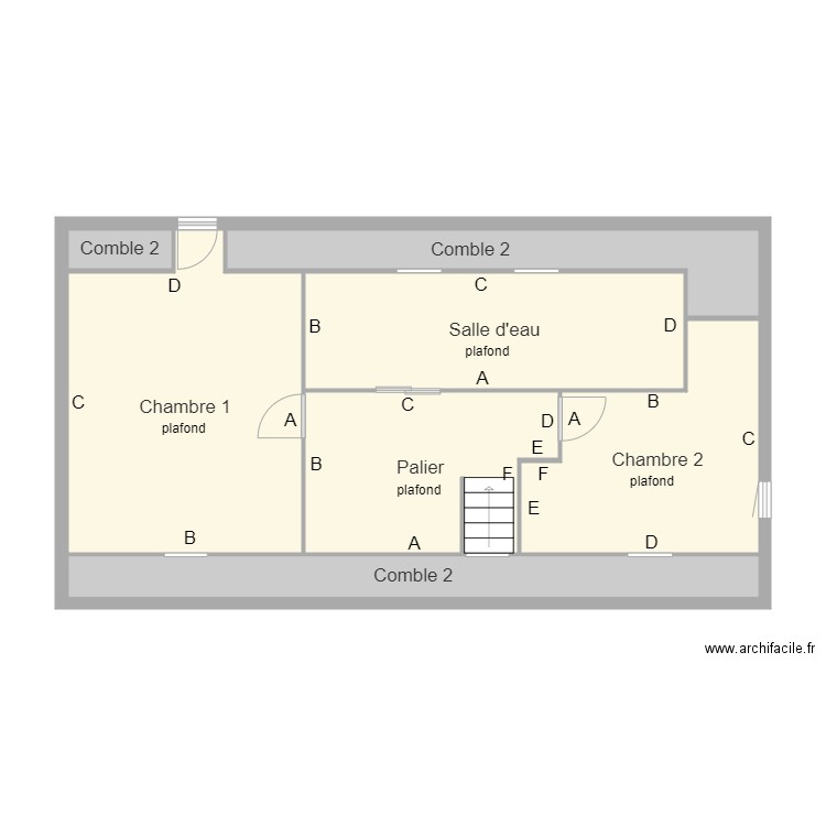 justice 1er etage. Plan de 7 pièces et 65 m2