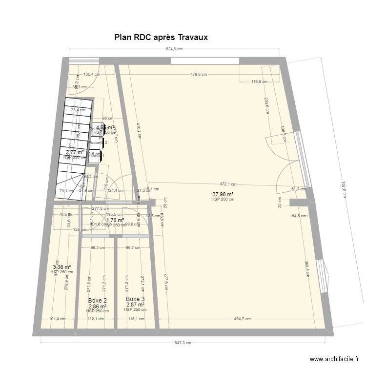 PAMIERS3 RDC après Travaux2. Plan de 7 pièces et 56 m2