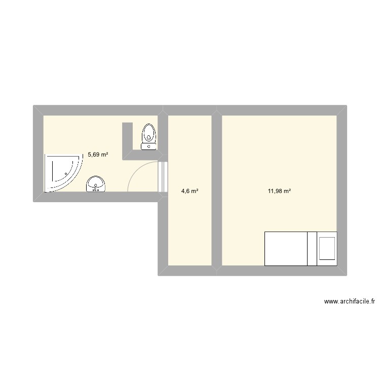 Mon apartment . Plan de 3 pièces et 22 m2