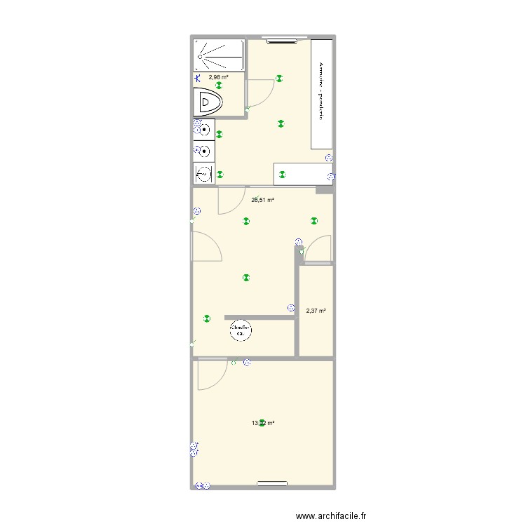 SOUS SOL. Plan de 4 pièces et 45 m2