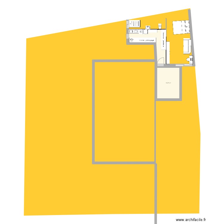 Dumoulou Studio Collé V0. Plan de 2 pièces et 20 m2