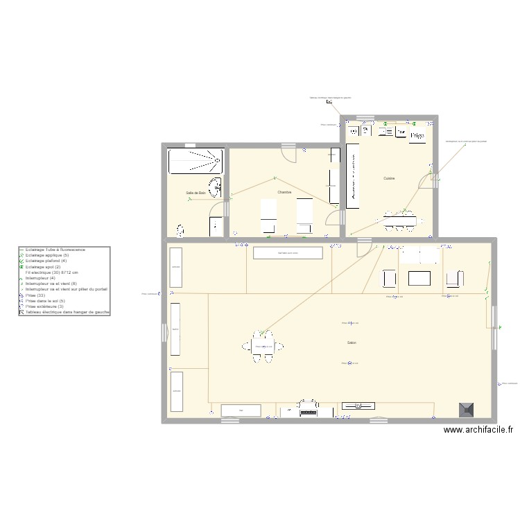 Projet Electricite Ker Mimi Rez de Chaussee. Plan de 0 pièce et 0 m2