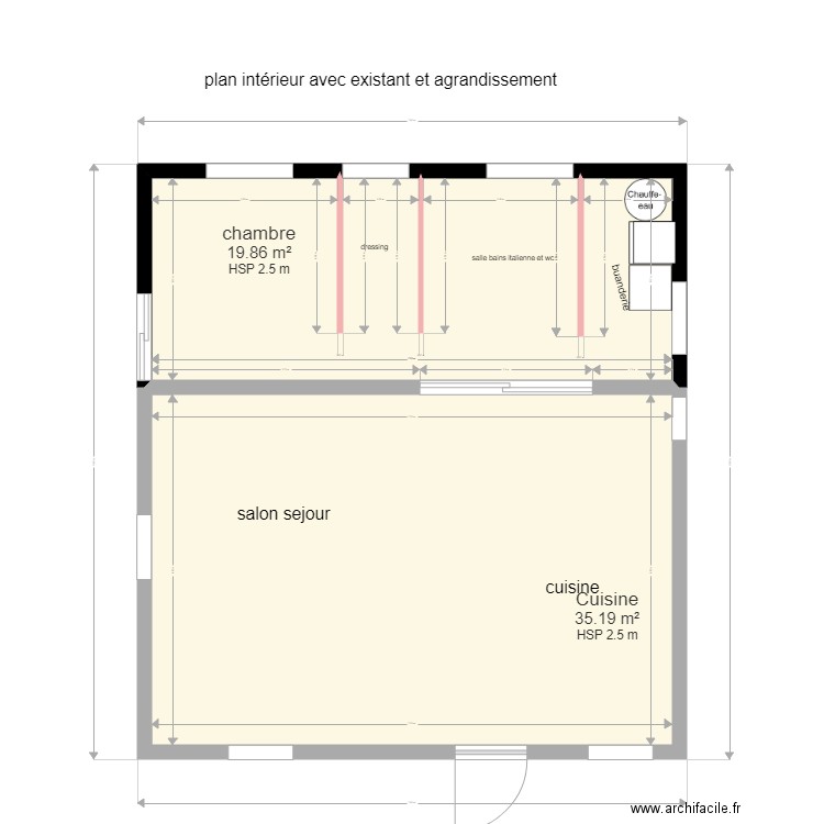 PLAN LES ECANCIERES AGRANDISSEMENT ET EXISTANT. Plan de 0 pièce et 0 m2